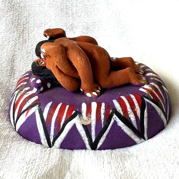 Vintage 1990s Mexican Fired Ceramic Erotic Copulating Couple Fertility Tableau - Picture 8 of 8